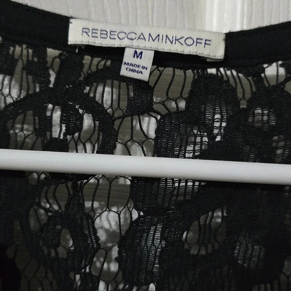 Rebecca Minkoff Lace Front Button Top, Sheer 3/4 Sleeves, Soft Knit Back, EUC! - Picture 12 of 12